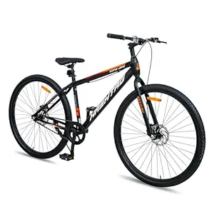 Geekay Hashtag City Joy 27.5T Single Speed Hybrid Cycle/Bicycle for Men, 18" Inches Steel Frame with Dual Disc Brakes | Ideal Rider Age 11+ Years - Black Orange