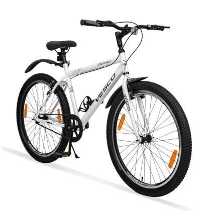 VESCO Downtown 26 T Cycle for Men with Rigid Fork/Single Speed Hybrid Bicycle | Frame 19 Inch | Ideal for 13+ Years Boys and Adult (White)